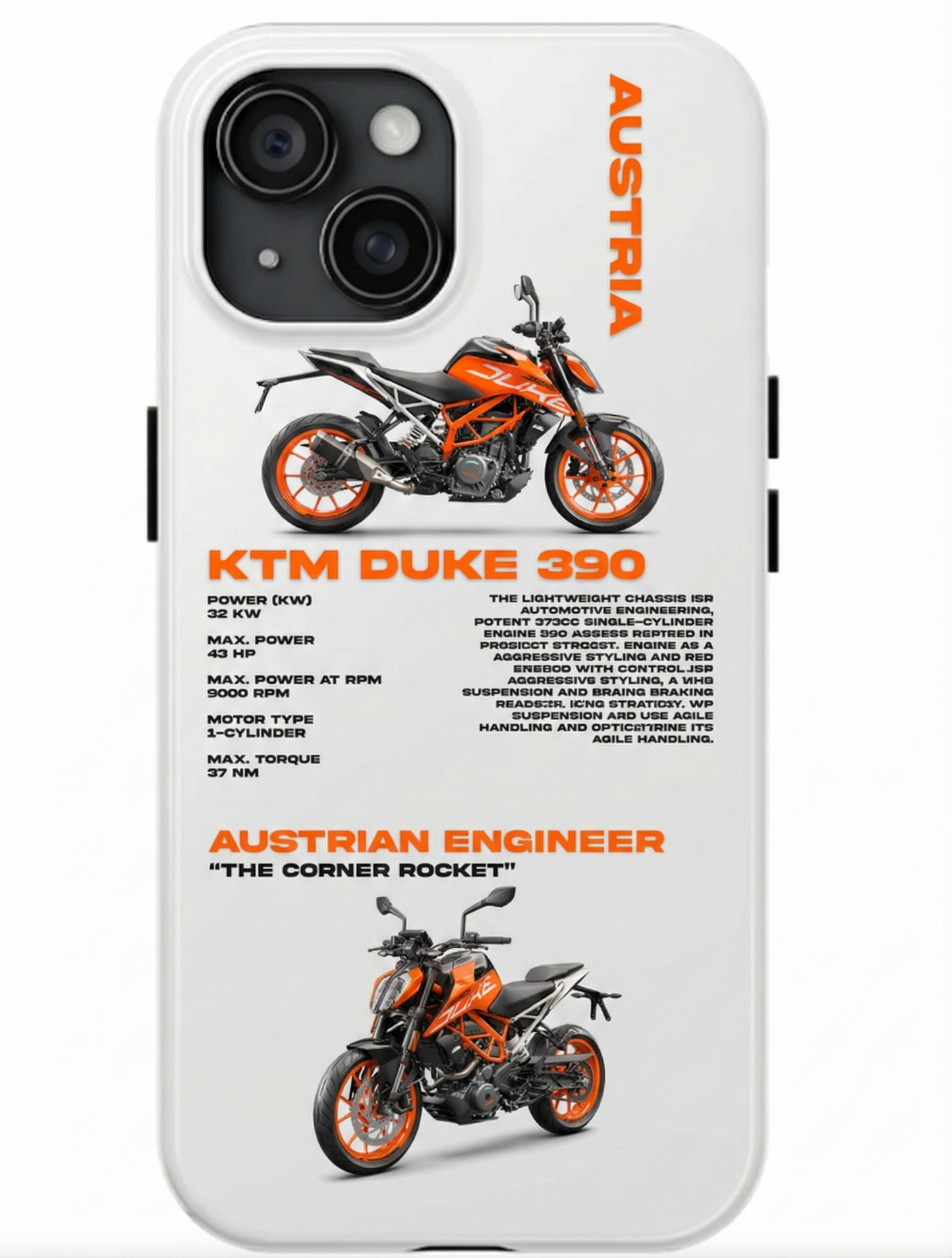 KTM 'DUKE390' BEYAZ KILIF